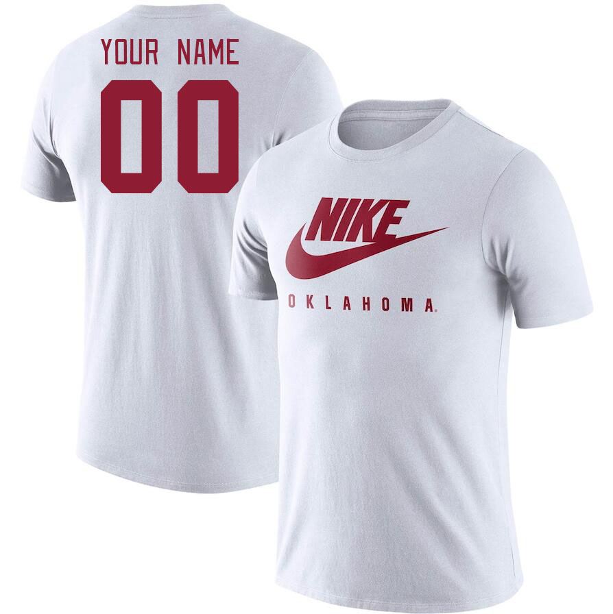 Custom Oklahoma Sooners College Name And Number Tshirt-White - Click Image to Close